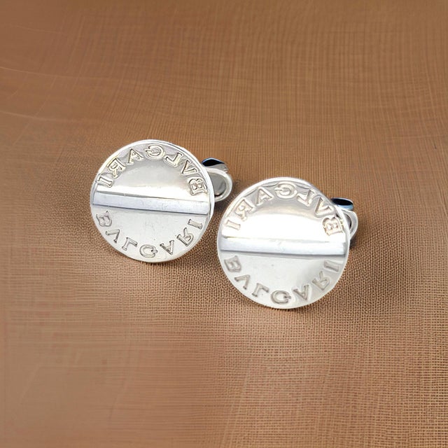 Bulgari Late 20th Century Bvlgari Estate Sterling Silver Cufflinks 16.24 Grams, A Pair For Sale - Image 4 of 6