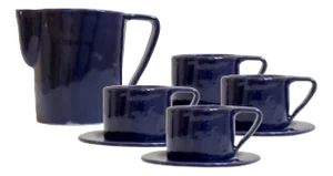 Milano Notte Milk Jug & 4 Espresso Cups and Saucers by Marta Benet, Set of 9
