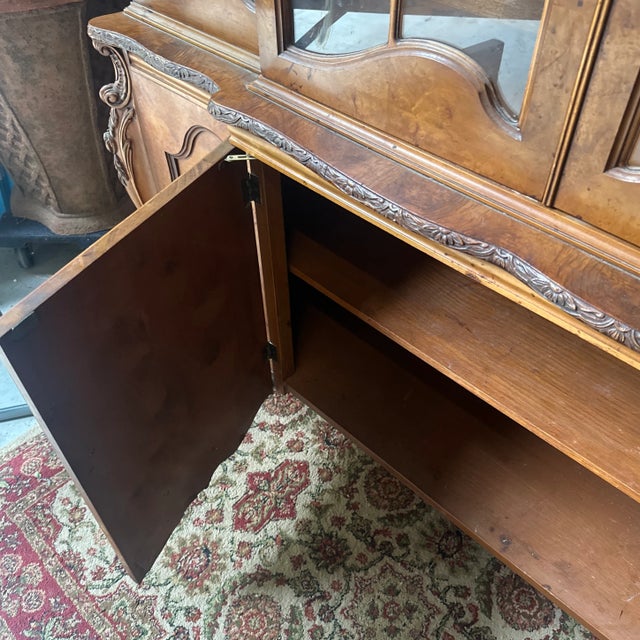 1970s 1970s Wooden Mid-Century Modern China Cabinet Armoire Secretary Hutch For Sale - Image 5 of 6