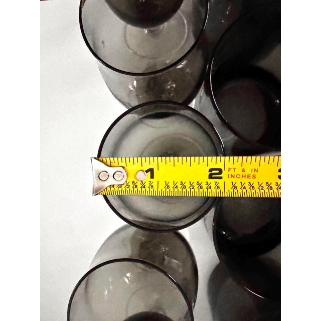 Charcoal Mid-Century Sasaki Coronation Smoke Glassware Set of 41, Twisted Stem Cocktail Glasses & Tumblers, Japan For Sale - Image 8 of 11