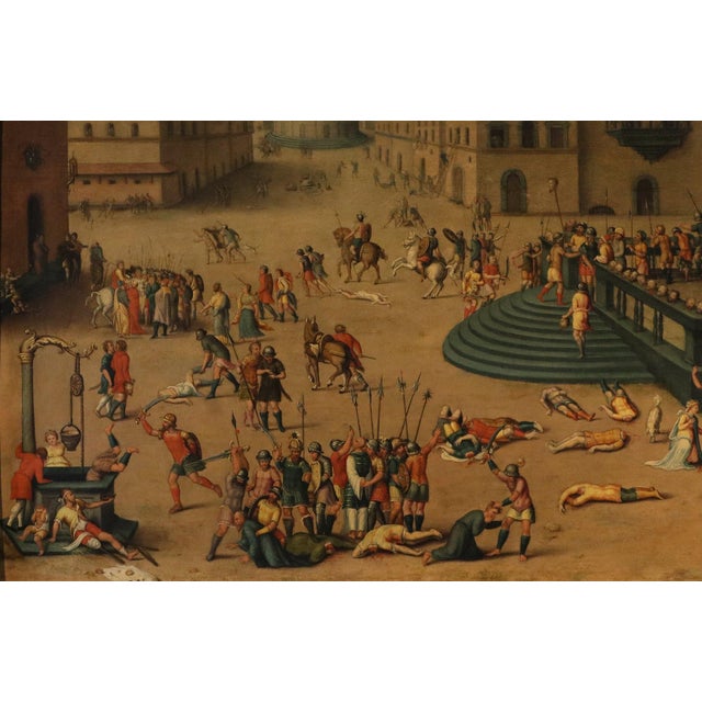 Workshop of Antoine Caron, Massacre Ordered by the Triumvirs, 17th Century, Oil Painting on Panel, Framed For Sale - Image 4 of 15
