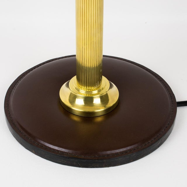 Jacques Adnet Brown Hand-Stitched Leather-Clad Table Lamp For Sale - Image 14 of 14