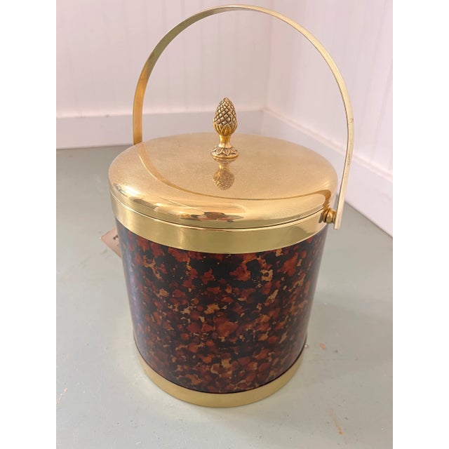Metal Ernest Sohn Faux Tortoise Ice Bucket For Sale - Image 7 of 8