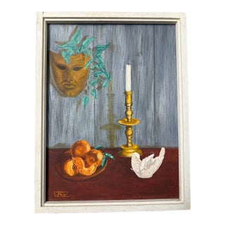 1960s Still-Life Oranges, Mask, Plant, Dove and Candlestick For Sale