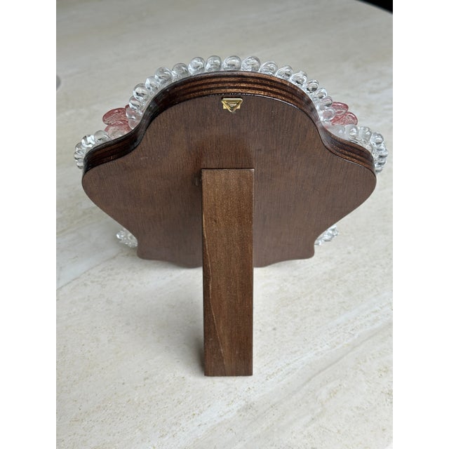 1960s Vintage Murano Venetian Glass Floral Motif Table Mirror With Hook For Sale - Image 5 of 7