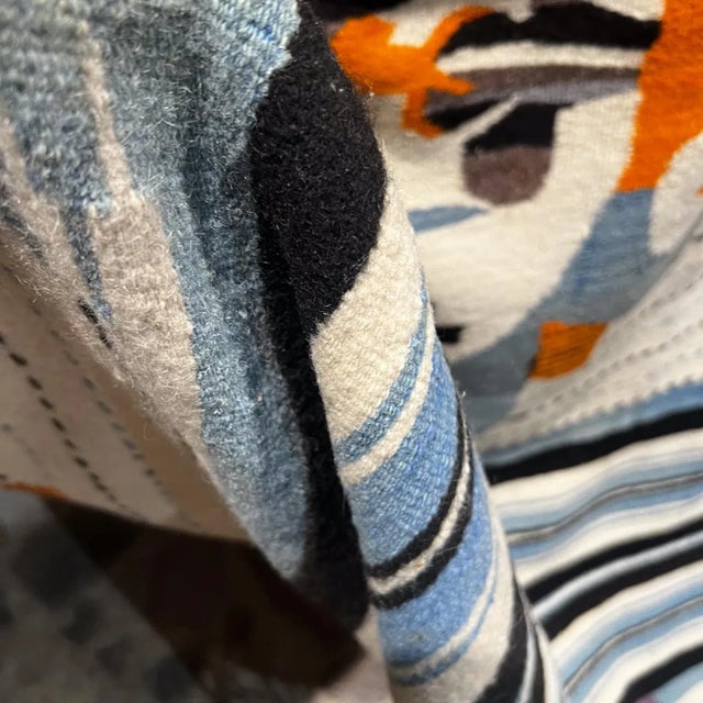 White Midcentury Vintage Textile Art Majestic Mexican Eagle Blanket For Sale - Image 8 of 10