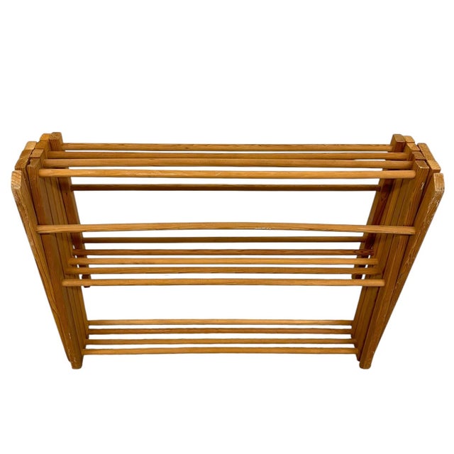 Vintage Folding Wooden Clothes Drying Rack / Laundry Airer - Collapsible Multi-Tier - Design For Sale In Seattle - Image 6 of 9