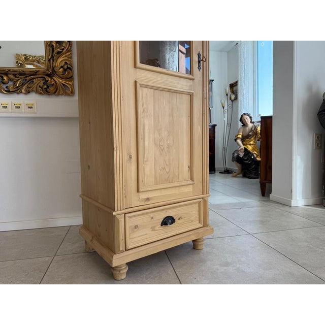 Brown Farmhouse Display Cabinet in Natural Wood For Sale - Image 8 of 11