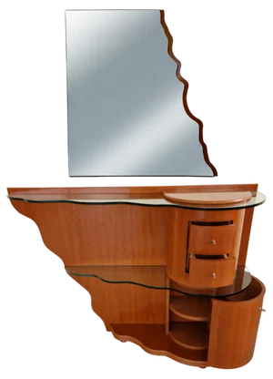 Spanish Dressing Table with Wall Mirror from Martin, Set of 2