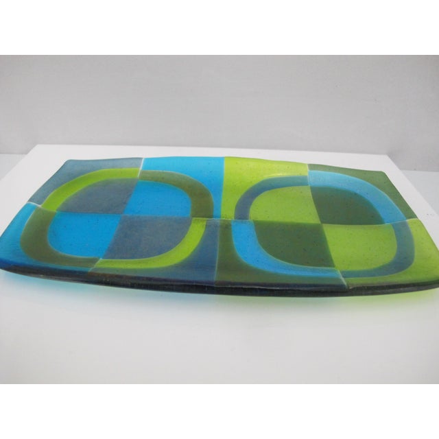 Shepardson Studios Geometric Op Art Fused Art Glass Decorative Plate Tray For Sale In Portland, OR - Image 6 of 11
