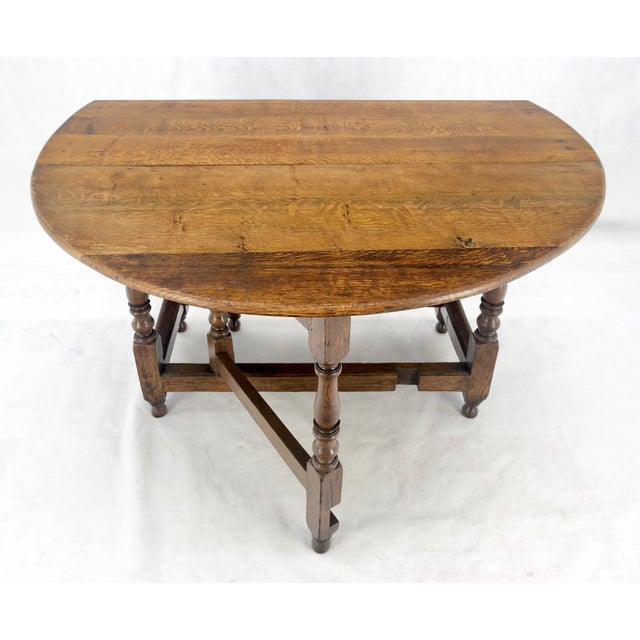 Brown Solid Tiger Oak Oval Drop Leaf Gate Leg Dining Table Clean! For Sale - Image 8 of 18