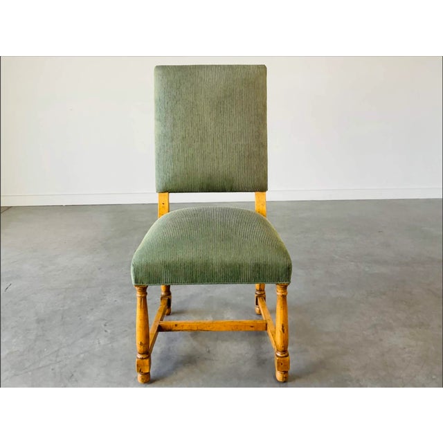 A gently-used vintage English Country style chair perfectly sized as a desk chair with a shaped seat cushion and soft back...