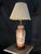 Vintage Chinoiserie Porcelain Table Lamp With Terracotta Floral Motif and Pleated Shade For Sale - Image 10 of 10