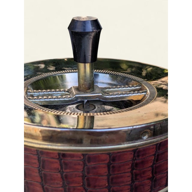 Gold Vintage Standing Ashtray with Teak Shelf, 1960s For Sale - Image 8 of 11