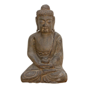 Peaceful Double Lotus Seated Stone Buddha