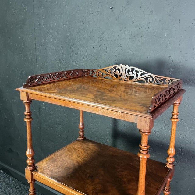Mid 19th Century Victorian Burr Walnut Whatnot, Canterbury, 1865 For Sale - Image 5 of 8