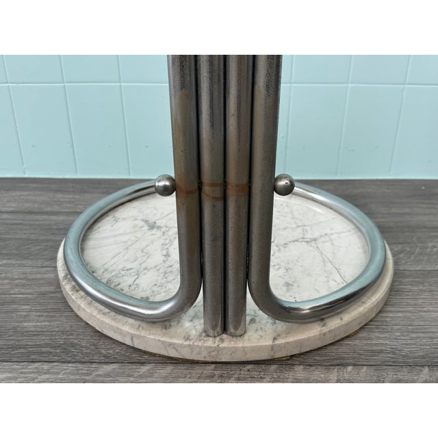 Vintage Italian Coat Hanger in Chromed Steel and Marble Base, 1970s For Sale - Image 4 of 14