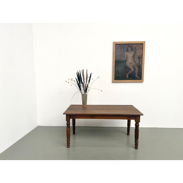 Farmhouse Table in Cherrywood with Turned Legs, France, 1900s For Sale - Image 10 of 18