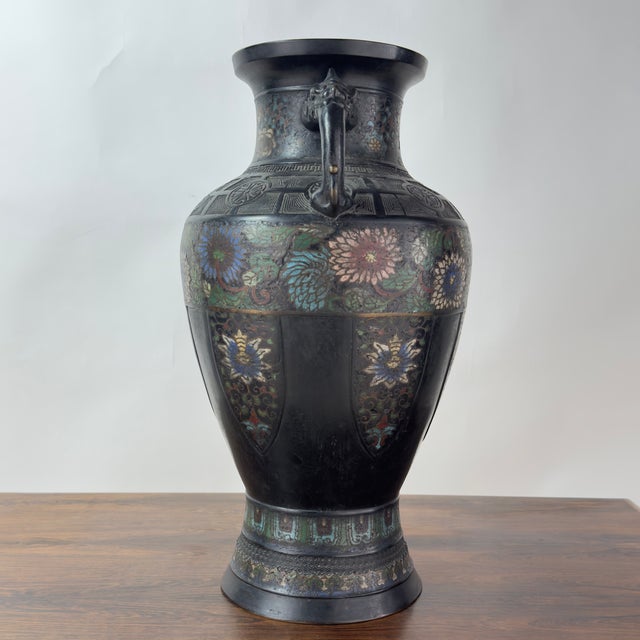 Early 20th Century Large Japanese Bronze Cloisonné Vase For Sale In Los Angeles - Image 6 of 7