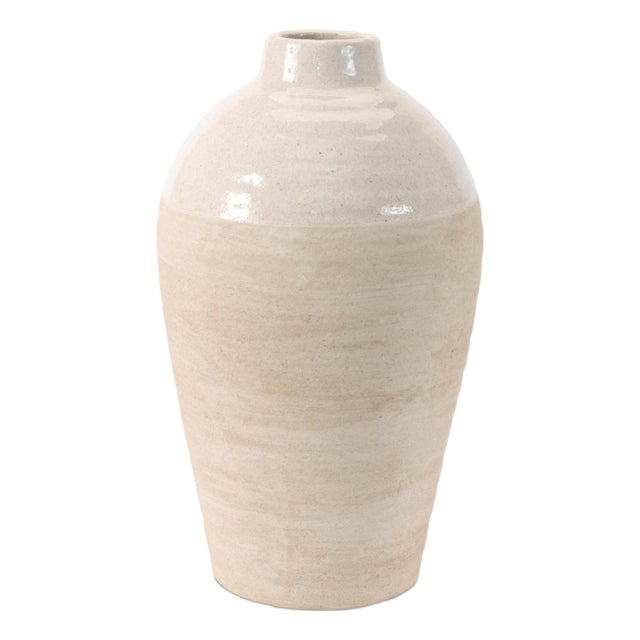 Two-Tone Stoneware Vase 15.5"H For Sale