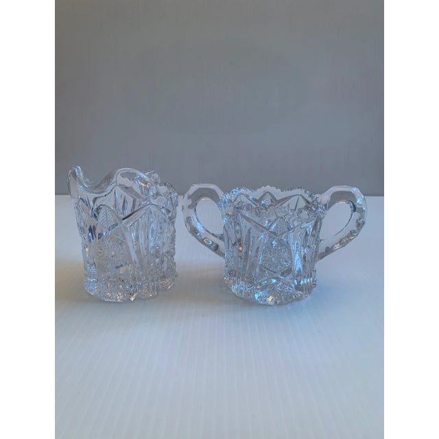 American Vintage Cut Glass Sugar and Creamer Set- 2 Pieces For Sale - Image 3 of 6