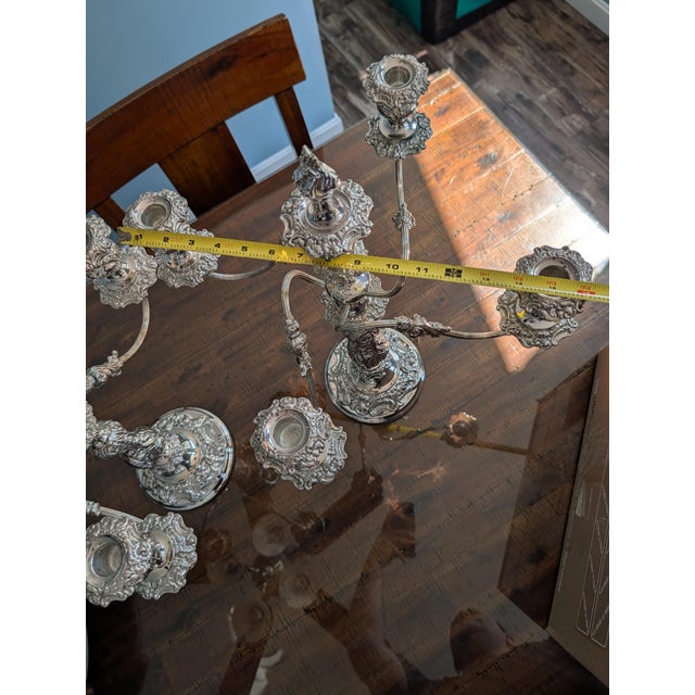Barker Ellis 1930-40's 5 Arm Candelabra Pair. For Sale - Image 11 of 17