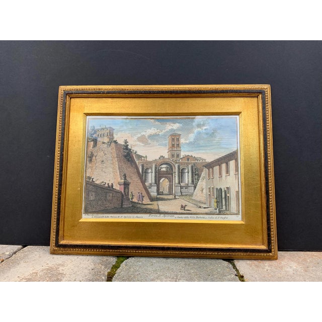 Early 20th Century Early 20th Century Antique Italian Porta S. Spirito Framed Hand-Colored Engraving For Sale - Image 5 of 10