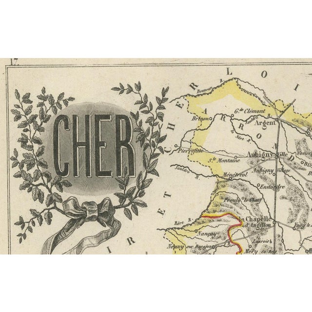 Paper Map of Cher France with Bourges, 1850 For Sale - Image 7 of 10