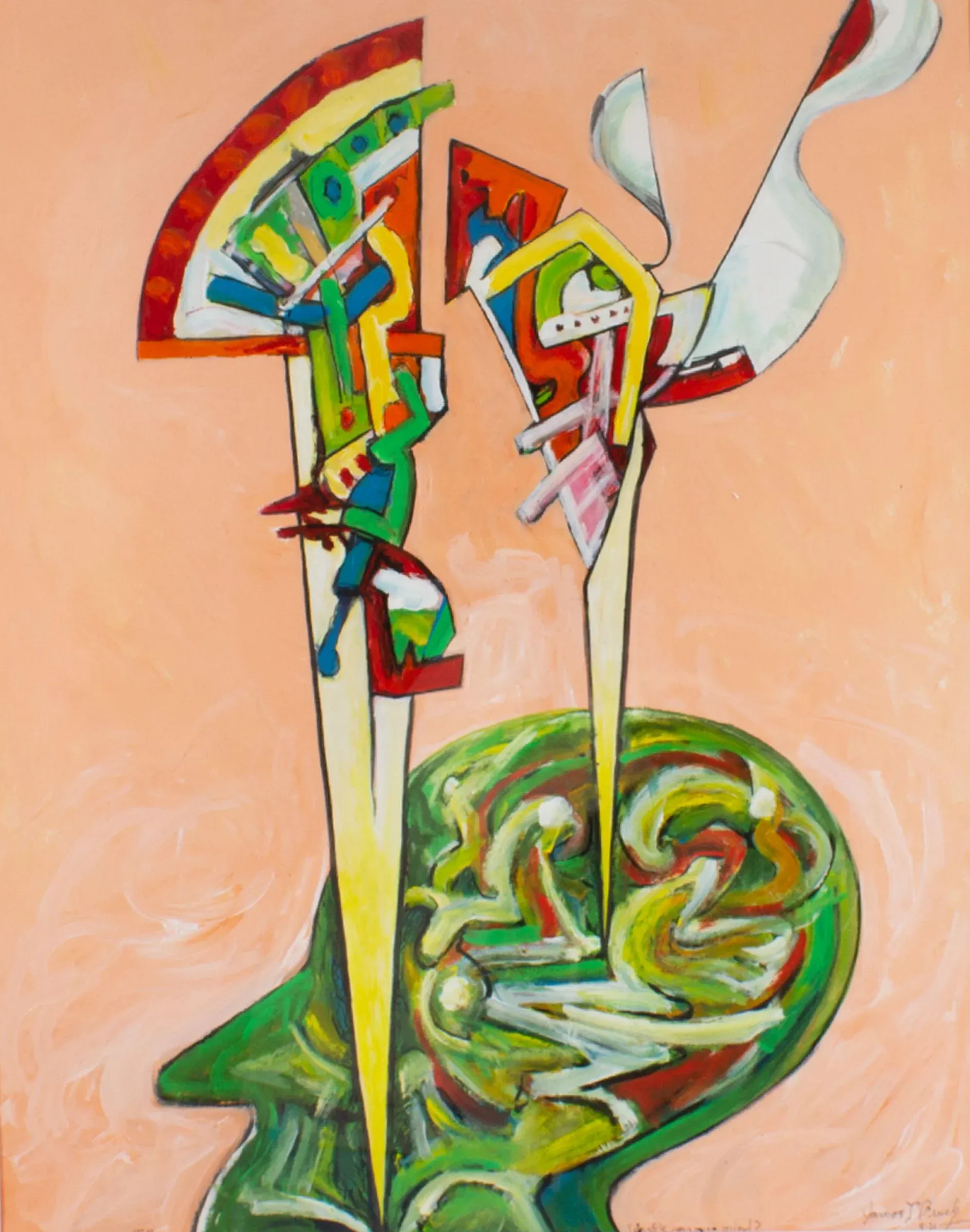 What's on Your Mind?” Abstract Mixed Media Painting by James L