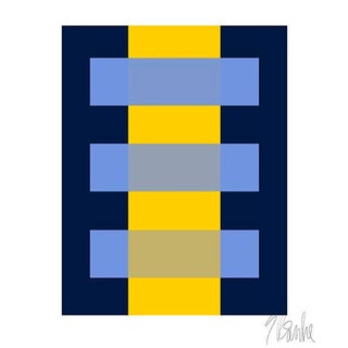 Yellow Through Blue on Navy Fine Art Print 40" X 50" by Liz Roache For Sale