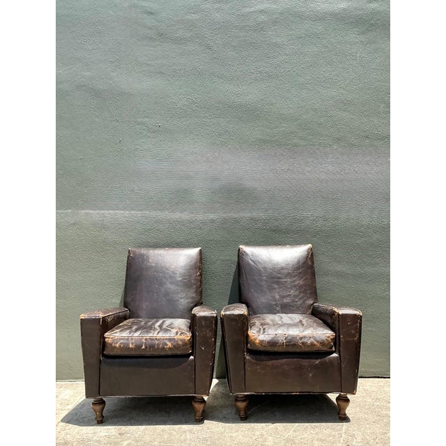 Late 20th Century Vintage Old Hickory Distressed Leather Armchairs - Pair For Sale - Image 5 of 18