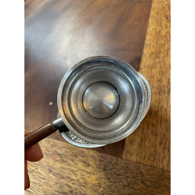 Mid 20th Century Mid 20th Century Alpaca Silver Embossed Flower Wood Handled Tea Strainer For Sale - Image 5 of 12
