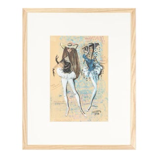 Figurine, State Opera Munich, Gouache on Paper, Framed For Sale