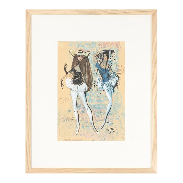 Figurine, State Opera Munich, Gouache on Paper, Framed For Sale