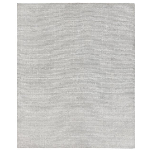Raven Hand loom Wool/Viscose White/Gray Rug-9'x12" For Sale