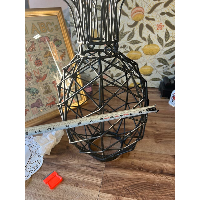 Up for consideration is a beautiful vintage modern style black wired pineapple sculpture. This would look lovely in your...