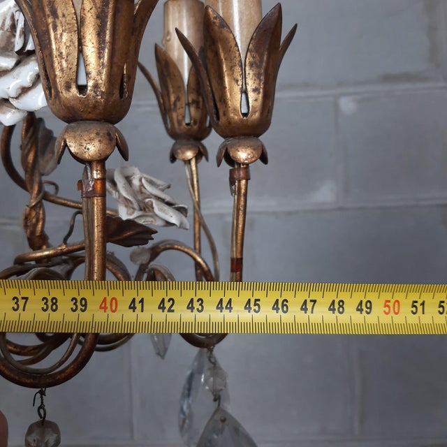 Antique Chandelier in Ceramic and Iron, 1950s For Sale - Image 18 of 18