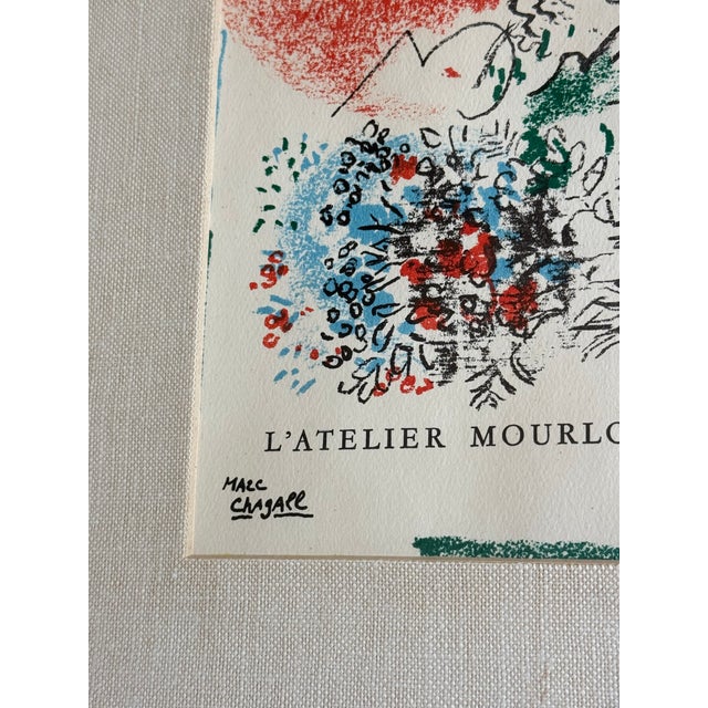 Red Marc Chagall “L’Atelier Mourlot,” 1965 Original Color Lithograph, Framed For Sale - Image 8 of 8