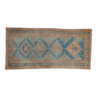1930s Vintage Persian Malayer Diamond Medallion Wool Runner For Sale