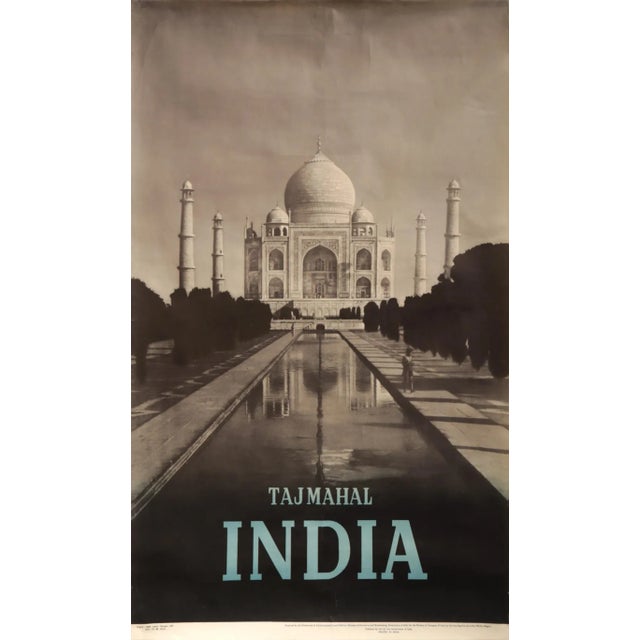 Black 1957 Indian Ministry of Information and Broadcast Travel Poster - Tajmahal: India For Sale - Image 8 of 8