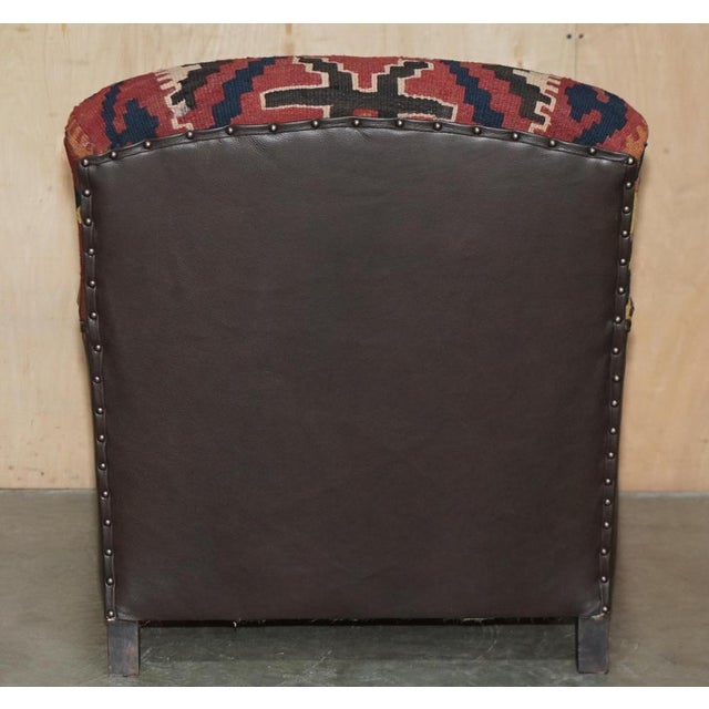 Kilim and Dark Brown Leather Howard Lounge Chair from George Smith of Chelsea For Sale - Image 12 of 16