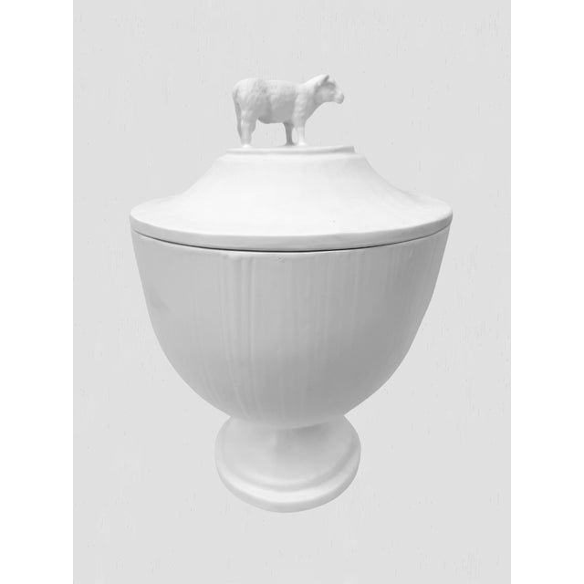 Adorable frost white cast resin sheep fable keepsake box by Oly Studio. Lovely detail in this piece.