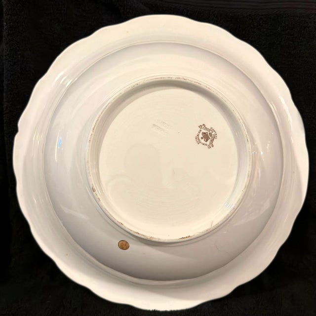 Antique Johnson Bros England "Royal Semi-Porcelain" Wash Basin With Functional Drain Hole & Stand For Sale In Greenville, SC - Image 6 of 12