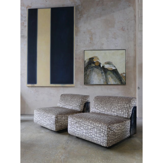 Set of two Modern Italaian Saint-Germain armchairs from 2011 by Designer Gio Pagani. We reupholstered the sleek chairs in...