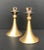 This pair of vintage candle holders has brushed gold / brass on the lower portion and shiny silver metal at the top (5.5”...