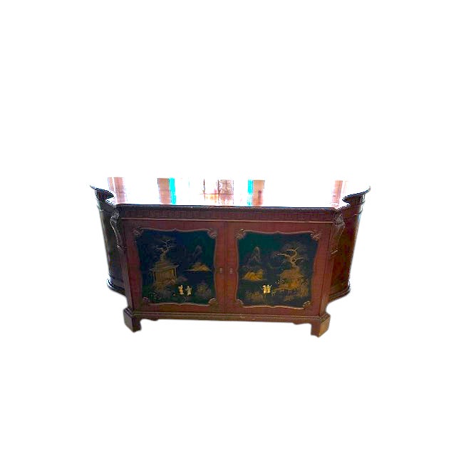 Chinoiserie 1920s English Chinoiserie Mahogany Credenza For Sale - Image 3 of 12