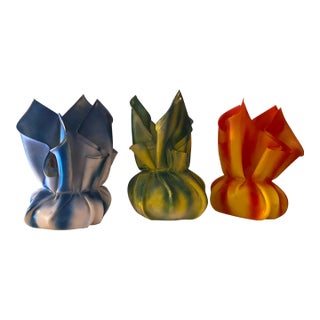 Vintage French Sculptural Ceramic Table Lamps & Matching Vase – Set of Three For Sale