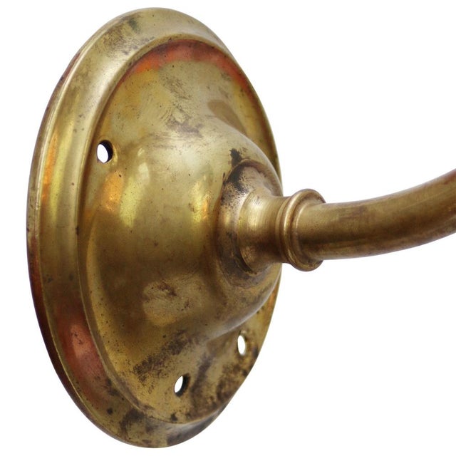 Metal German Holophane Glass Brass and Enamel Converted Gas Wall Lamp, 1910s For Sale - Image 7 of 8