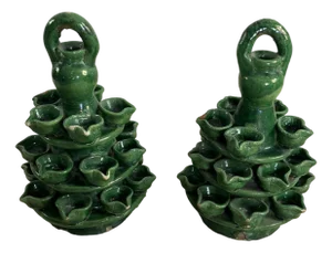 Garden Lighting in Caltagirone Ceramic, 1940s, Set of 2