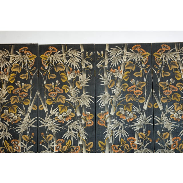 Vintage Chinese Four-Panel Screen with Bamboo and Floral Motifs For Sale - Image 9 of 18